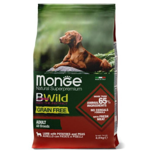 Беззерновой корм Monge Dog BWild GRAIN FREE для собак, ягненок/картофель, 2,5 кг Беззерновой корм Monge Dog BWild GRAIN FREE для собак, ягненок/картофель, 2,5 кг