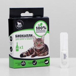 Биокапли "ПИЖОН Premium" для котят и кошек от блох и клещей, до 10 кг, 1х1мл Биокапли "ПИЖОН Premium" для котят и кошек от блох и клещей, до 10 кг, 1х1мл