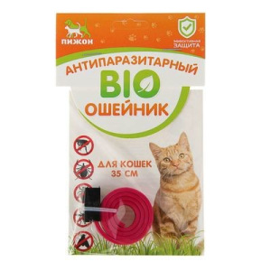 Биоошейник антипаразитарный "ПИЖОН" для кошек от блох и клещей, красный, 35 см Биоошейник антипаразитарный "ПИЖОН" для кошек от блох и клещей, красный, 35 см
