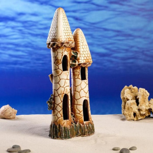 Декорация для аквариума "Замок острый двойной", 11 х 15 х 36 см, микс Декорация для аквариума "Замок острый двойной", 11 х 15 х 36 см, микс