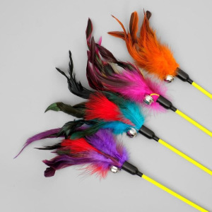 Дразнилка "Фазан" с бубенчиком, 50 см, микс цветов Дразнилка "Фазан" с бубенчиком, 50 см, микс цветов