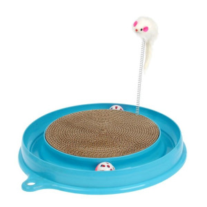 Игровой комплекс для кошек с гофрокогтеточкой, мышью на пружине и 2 шариками, микс Игровой комплекс для кошек с гофрокогтеточкой, мышью на пружине и 2 шариками, микс