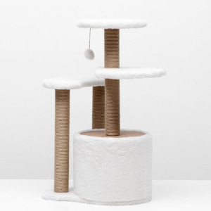 Игровой комплекс с домиком, 3 площадками и игрушкой, 50х50х85 см, светло-бежевый Игровой комплекс с домиком, 3 площадками и игрушкой, 50х50х85 см, светло-бежевый