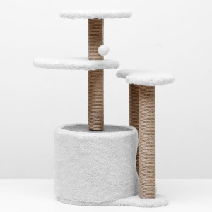 Игровой комплекс с домиком, 3 площадками и игрушкой, 50х50х85 см, светло-серый Игровой комплекс с домиком, 3 площадками и игрушкой, 50х50х85 см, светло-серый