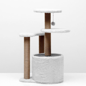 Игровой комплекс с домиком, 3 площадками и игрушкой, 50х50х85 см, светло-серый Игровой комплекс с домиком, 3 площадками и игрушкой, 50х50х85 см, светло-серый