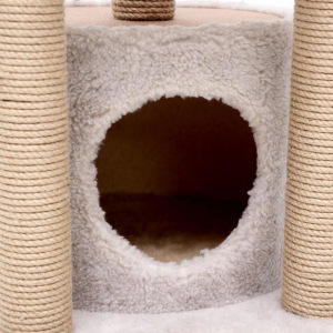 Игровой комплекс с домиком, 3 площадками и игрушкой, 50х50х85 см, тёмно-бежевый Игровой комплекс с домиком, 3 площадками и игрушкой, 50х50х85 см, тёмно-бежевый