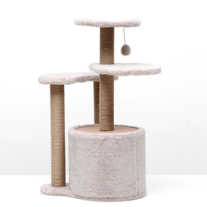 Игровой комплекс с домиком, 3 площадками и игрушкой, 50х50х85 см, тёмно-бежевый Игровой комплекс с домиком, 3 площадками и игрушкой, 50х50х85 см, тёмно-бежевый