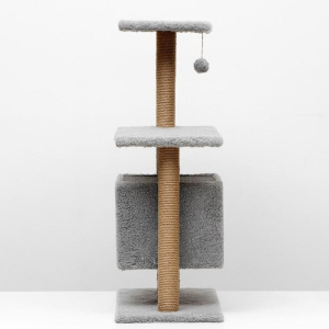 Игровой комплекс с домиком, горкой, 3 площадками,60х39х97 см, джут, ковролин, тёмно-серый Игровой комплекс с домиком, горкой, 3 площадками,60х39х97 см, джут, ковролин, тёмно-серый