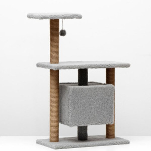 Игровой комплекс с домиком, горкой, 3 площадками,60х39х97 см, джут, ковролин, тёмно-серый Игровой комплекс с домиком, горкой, 3 площадками,60х39х97 см, джут, ковролин, тёмно-серый