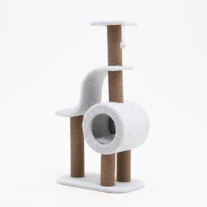 Игровой комплекс с домиком, горкой и площадкой, 59х34х120 см, джут, ковролин, светло-серый Игровой комплекс с домиком, горкой и площадкой, 59х34х120 см, джут, ковролин, светло-серый