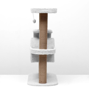 Игровой комплекс с домиком и горкой, 3 площадки, 80х40х98 см, джут, ковролин, светло-серый Игровой комплекс с домиком и горкой, 3 площадки, 80х40х98 см, джут, ковролин, светло-серый