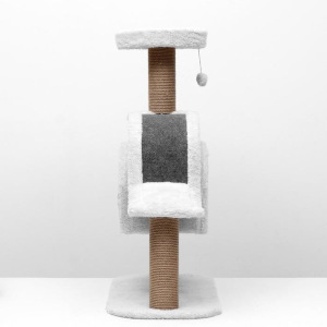 Игровой комплекс с домиком и горкой, 3 площадки, 80х40х98 см, джут, ковролин, светло-серый Игровой комплекс с домиком и горкой, 3 площадки, 80х40х98 см, джут, ковролин, светло-серый