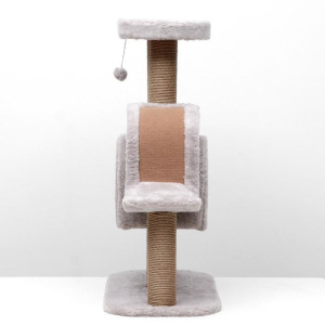 Игровой комплекс с домиком и горкой, 3 площадки, 80х40х98 см, джут, ковролин, тёмно-бежевый Игровой комплекс с домиком и горкой, 3 площадки, 80х40х98 см, джут, ковролин, тёмно-бежевый