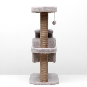 Игровой комплекс с домиком и горкой, 3 площадки, 80х40х98 см, джут, ковролин, тёмно-бежевый Игровой комплекс с домиком и горкой, 3 площадки, 80х40х98 см, джут, ковролин, тёмно-бежевый