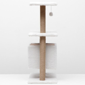 Игровой комплекс с домиком и горкой, 60х39х97 см, джут, ковролин, светло-бежевый Игровой комплекс с домиком и горкой, 60х39х97 см, джут, ковролин, светло-бежевый