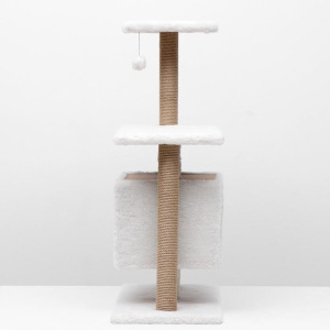 Игровой комплекс с домиком и горкой, 60х39х97 см, джут, ковролин, светло-бежевый Игровой комплекс с домиком и горкой, 60х39х97 см, джут, ковролин, светло-бежевый