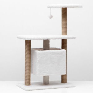 Игровой комплекс с домиком и горкой, 60х39х97 см, джут, ковролин, светло-бежевый Игровой комплекс с домиком и горкой, 60х39х97 см, джут, ковролин, светло-бежевый