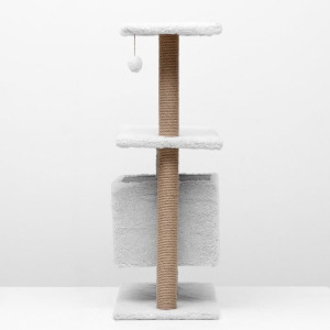 Игровой комплекс с домиком и горкой, 60х39х97 см, джут, ковролин, светло-серый Игровой комплекс с домиком и горкой, 60х39х97 см, джут, ковролин, светло-серый