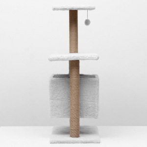 Игровой комплекс с домиком и горкой, 60х39х97 см, джут, ковролин, светло-серый Игровой комплекс с домиком и горкой, 60х39х97 см, джут, ковролин, светло-серый