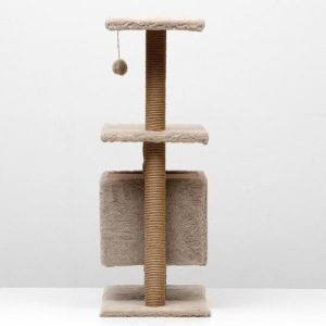 Игровой комплекс с домиком и горкой, 60х39х97 см, джут, ковролин, тёмно-бежевый Игровой комплекс с домиком и горкой, 60х39х97 см, джут, ковролин, тёмно-бежевый