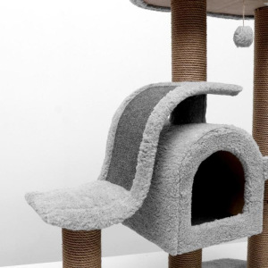 Игровой комплекс с домиком и горкой, 80х40х98 см, джут, ковролин, тёмно-серый Игровой комплекс с домиком и горкой, 80х40х98 см, джут, ковролин, тёмно-серый