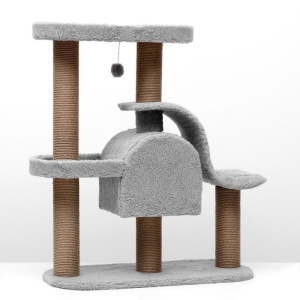 Игровой комплекс с домиком и горкой, 80х40х98 см, джут, ковролин, тёмно-серый Игровой комплекс с домиком и горкой, 80х40х98 см, джут, ковролин, тёмно-серый