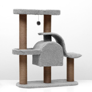 Игровой комплекс с домиком и горкой, 80х40х98 см, джут, ковролин, тёмно-серый Игровой комплекс с домиком и горкой, 80х40х98 см, джут, ковролин, тёмно-серый