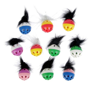 Игрушка для кошек "Погремушка с бубенчиком и мехом" Зооник, микс Игрушка для кошек "Погремушка с бубенчиком и мехом" Зооник, микс