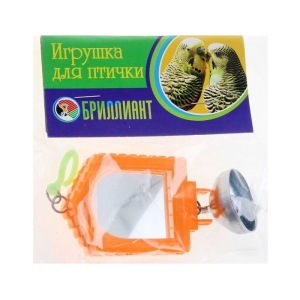 Игрушка для птиц зеркало двойное с металлическим колокольчиком №1 микс цветов Игрушка для птиц зеркало двойное с металлическим колокольчиком №1 микс цветов