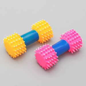 Игрушка для собак пищащая "Массажная гантель", 14 см, микс цветов Игрушка для собак пищащая "Массажная гантель", 14 см, микс цветов