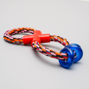 Игрушка тренировочная канатная "Восьмёрка с кольцами", до 25 см, до 140 г, микс цветов Игрушка тренировочная канатная "Восьмёрка с кольцами", до 25 см, до 140 г, микс цветов