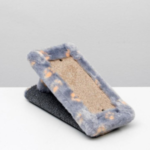 Когтеточка "Горка" мини-версия, 29 х 14 х 14 см, ковролин, серая с лапками Когтеточка "Горка" мини-версия, 29 х 14 х 14 см, ковролин, серая с лапками