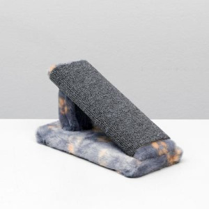 Когтеточка "Горка" мини-версия, 29 х 14 х 14 см, ковролин, серая с лапками Когтеточка "Горка" мини-версия, 29 х 14 х 14 см, ковролин, серая с лапками