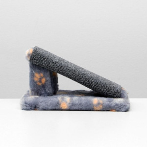 Когтеточка "Горка" мини-версия, 29 х 14 х 14 см, ковролин, серая с лапками Когтеточка "Горка" мини-версия, 29 х 14 х 14 см, ковролин, серая с лапками