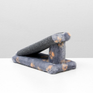 Когтеточка "Горка" мини-версия, 29 х 14 х 14 см, ковролин, серая с лапками Когтеточка "Горка" мини-версия, 29 х 14 х 14 см, ковролин, серая с лапками