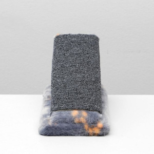 Когтеточка "Горка" мини-версия, 29 х 14 х 14 см, ковролин, серая с лапками Когтеточка "Горка" мини-версия, 29 х 14 х 14 см, ковролин, серая с лапками