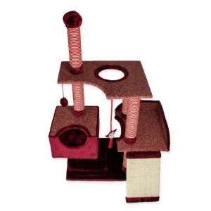 Комплекс для кошек "Зооник", многоуровневый с горкой, сизаль, 94 х 52 х 138 см, бордовый Комплекс для кошек "Зооник", многоуровневый с горкой, сизаль, 94 х 52 х 138 см, бордовый