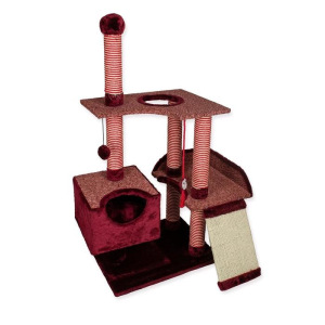 Комплекс для кошек "Зооник", многоуровневый с горкой, сизаль, 94 х 52 х 138 см, бордовый Комплекс для кошек "Зооник", многоуровневый с горкой, сизаль, 94 х 52 х 138 см, бордовый
