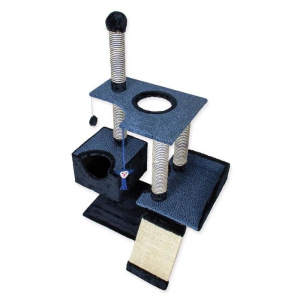 Комплекс для кошек "Зооник", многоуровневый с горкой, сизаль, 94 х 52 х 138 см, синий Комплекс для кошек "Зооник", многоуровневый с горкой, сизаль, 94 х 52 х 138 см, синий