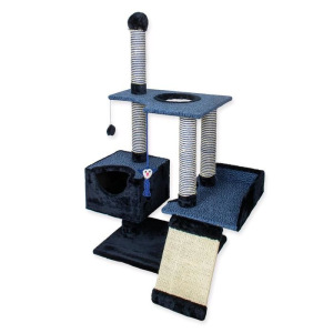 Комплекс для кошек "Зооник", многоуровневый с горкой, сизаль, 94 х 52 х 138 см, синий Комплекс для кошек "Зооник", многоуровневый с горкой, сизаль, 94 х 52 х 138 см, синий