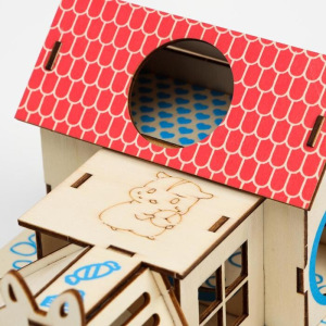 Комплекс-площадка для грызунов с 2 домиками и горкой, фанера, 19 х 14 см, микс цветов Комплекс-площадка для грызунов с 2 домиками и горкой, фанера, 19 х 14 см, микс цветов