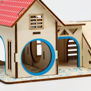 Комплекс-площадка для грызунов с 2 домиками и горкой, фанера, 19 х 14 см, микс цветов Комплекс-площадка для грызунов с 2 домиками и горкой, фанера, 19 х 14 см, микс цветов