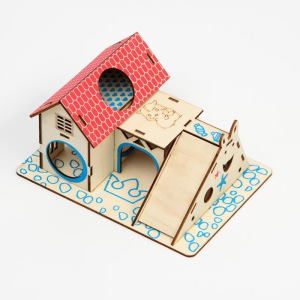 Комплекс-площадка для грызунов с 2 домиками и горкой, фанера, 19 х 14 см, микс цветов Комплекс-площадка для грызунов с 2 домиками и горкой, фанера, 19 х 14 см, микс цветов