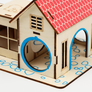 Комплекс-площадка для грызунов с 2 домиками и горкой, фанера, 19 х 14 см, микс цветов Комплекс-площадка для грызунов с 2 домиками и горкой, фанера, 19 х 14 см, микс цветов