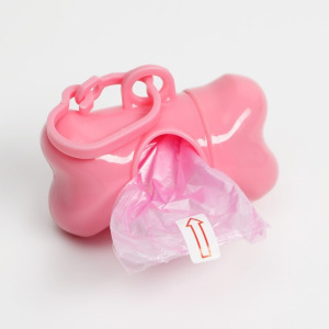 Контейнер-косточка с мешками для уборки (рулон 15 пакетов 29х21 см), розовый Контейнер-косточка с мешками для уборки (рулон 15 пакетов 29х21 см), розовый