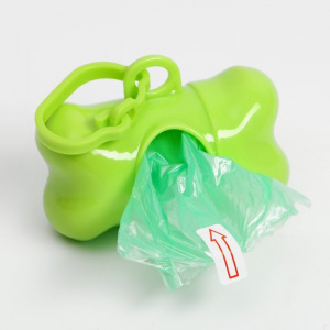 Контейнер-косточка с мешками для уборки (рулон 15 пакетов 29х21 см), зелёный Контейнер-косточка с мешками для уборки (рулон 15 пакетов 29х21 см), зелёный