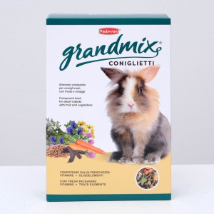 Корм Padovan GRANDMIX Coniglietti для кроликов, комплексный/основной, 850 г Корм Padovan GRANDMIX Coniglietti для кроликов, комплексный/основной, 850 г