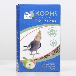 Корм "Пижон" для средних попугаев, с овощами и фрутами, 400 г Корм "Пижон" для средних попугаев, с овощами и фрутами, 400 г