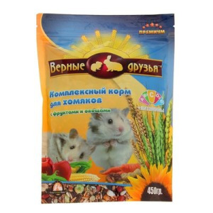 Корм "Верные друзья" для хомяков с фруктами и овощами, 450 г Корм "Верные друзья" для хомяков с фруктами и овощами, 450 г