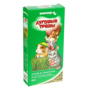 Корм "ЗООМИР Луговые травы" для кроликов и грызунов, гранулы, 500 г Корм "ЗООМИР Луговые травы" для кроликов и грызунов, гранулы, 500 г